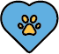 heart icon with paw in middle